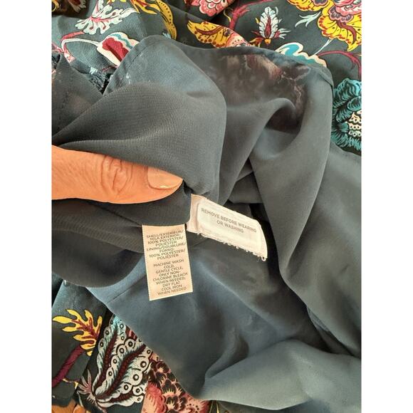 Ann Taylor Loft Top Small Colorful Floral Peplum Long Sleeve Boho Blouse Worn 1x - Picture 9 of 11